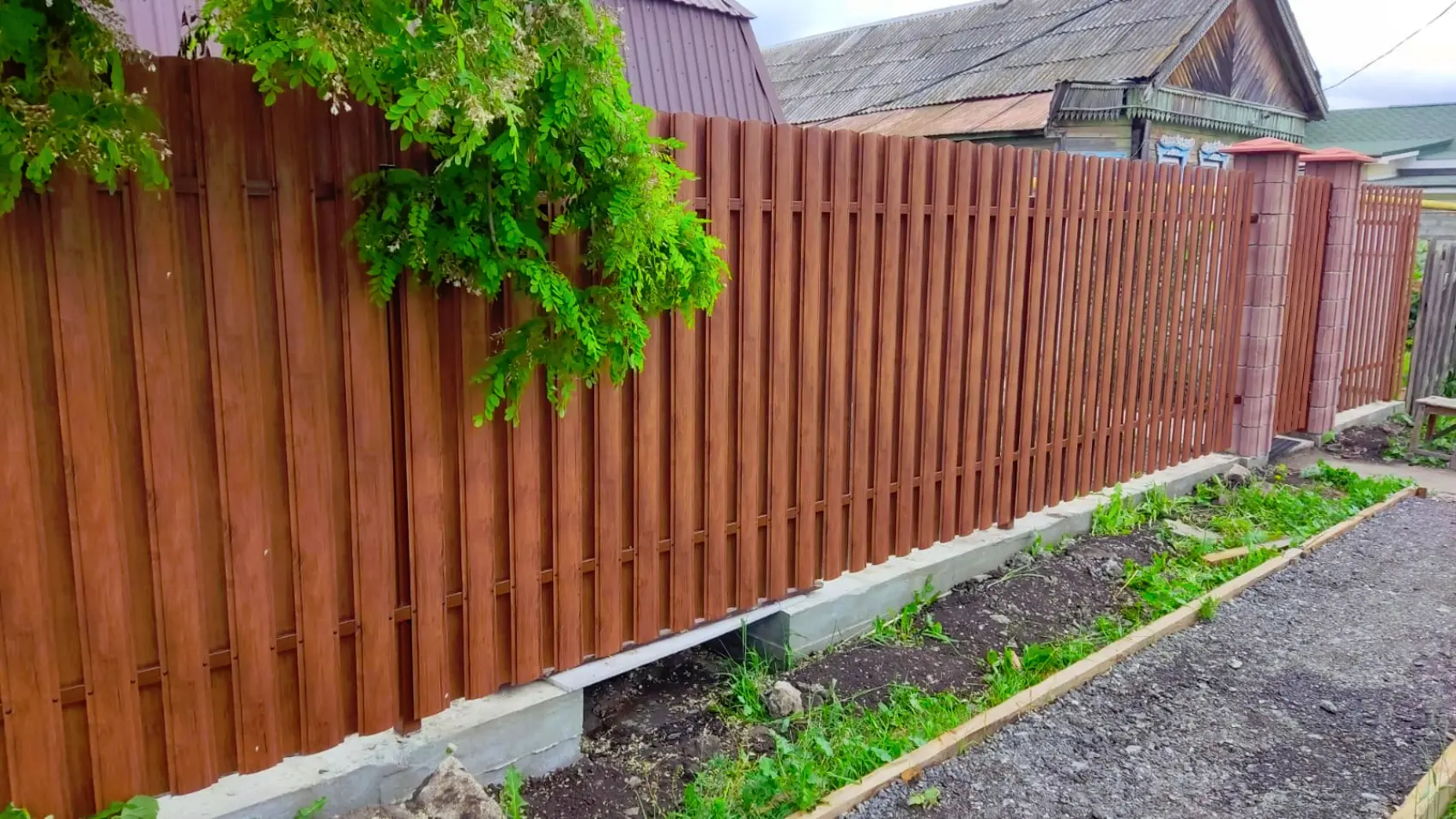 Фото 7 забор штакетник Фигурный Античное Дерево 3D двусторонний