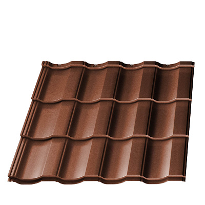 Металлочерепица Геркулес Элит RAL8004 Терракотовый 0.50мм RoofTop Бархат модуль 3 волны фото Центр Металлокровли