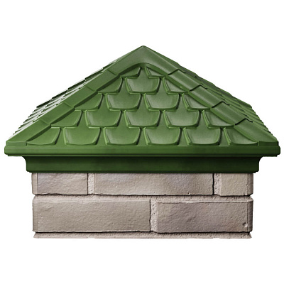 Колпак на столб забора ELBRUS Зеленый 1,5х1,5 кирпича Черепица фото 1